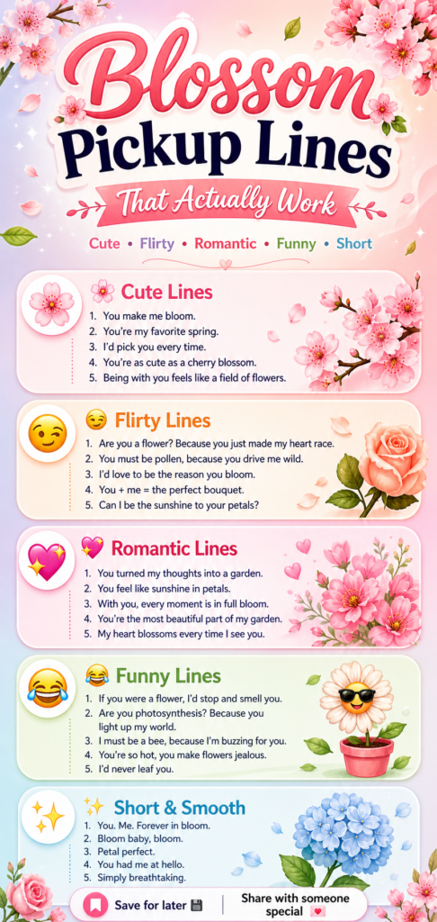 Blossom pickup lines